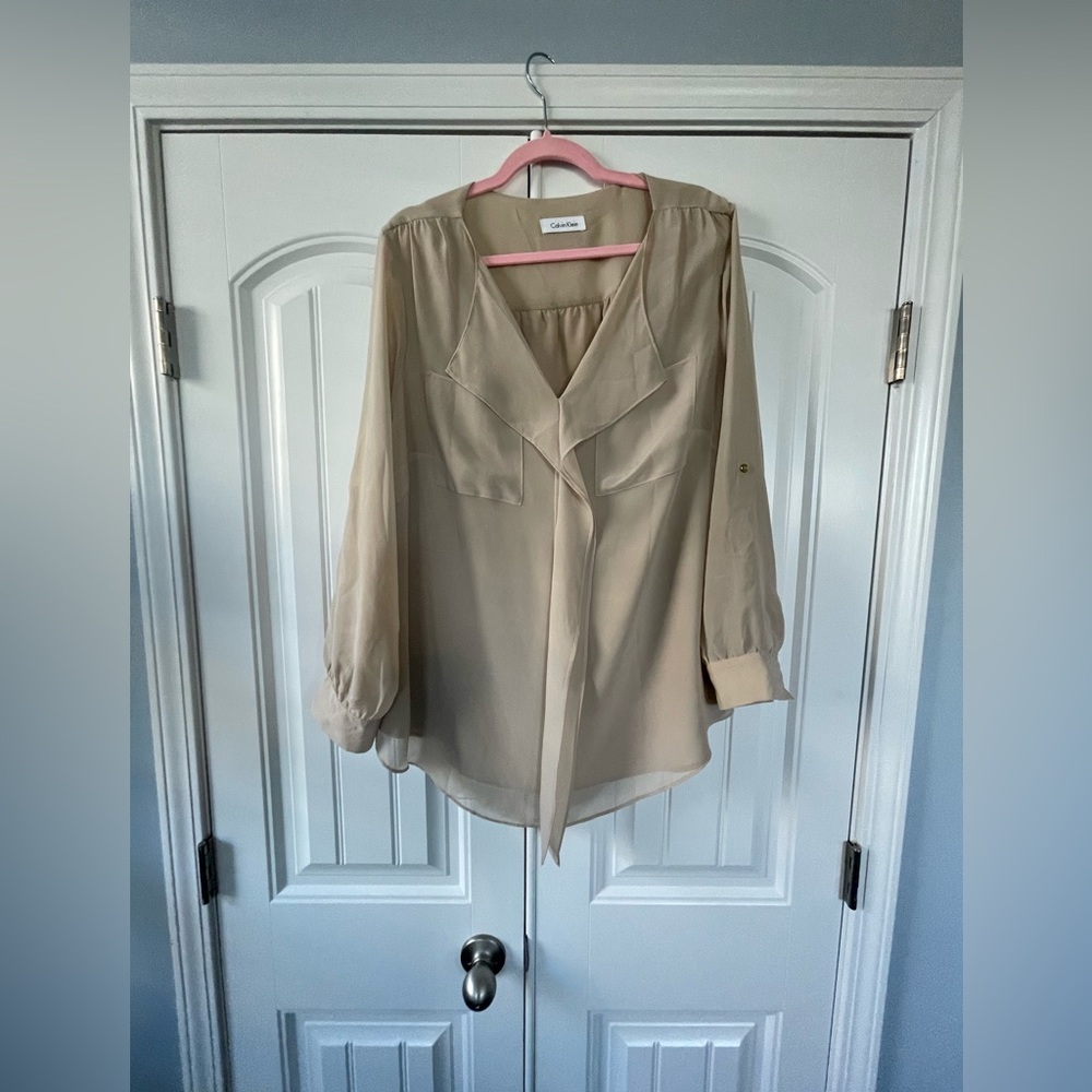 Calvin Klein Women's Beige Blouse 1X